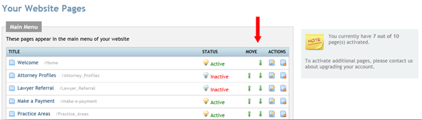 Page Order Your Website Arrow Up Down