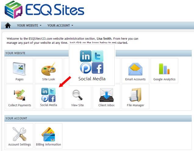 Social Media Icon Your Website From Dashboard