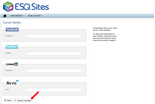 Social Media Link Update Settings